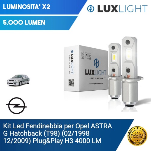 Kit Led Fendinebbia per Opel ASTRA G Hatchback (T98) (02/1998 12/2009) Plug&Play H3 4000 LM