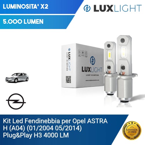 Kit Led Fendinebbia per Opel ASTRA H (A04) (01/2004 05/2014) Plug&Play H3 4000 LM