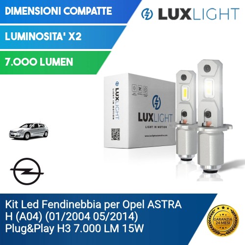 Kit Led Fendinebbia per Opel ASTRA H (A04) (01/2004 05/2014) Plug&Play H3 7.000 LM 15W