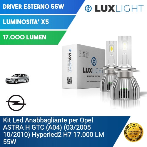 Kit Led Anabbagliante per Opel ASTRA H GTC (A04) (03/2005 10/2010) Hyperled2 H7 17.000 LM 55W