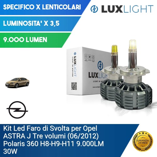 Kit Led Faro di Svolta per Opel ASTRA J Tre volumi (06/2012) Polaris 360 H8-H9-H11 9.000LM 30W