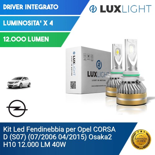 Kit Led Fendinebbia per Opel CORSA D (S07) (07/2006 04/2015) Osaka2 H10 12.000 LM 40W