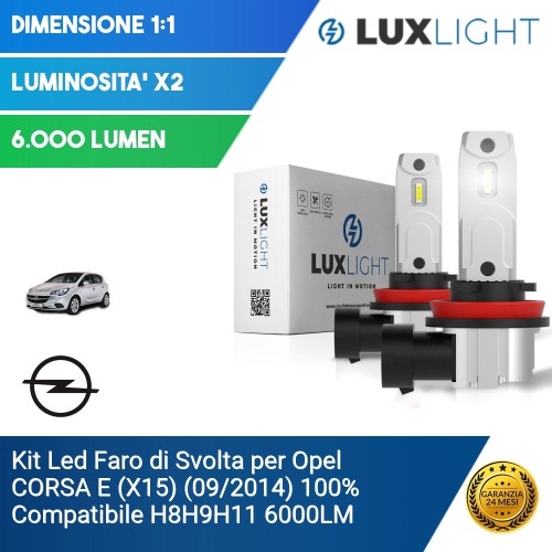 Kit Led Faro di Svolta per Opel CORSA E (X15) (09/2014) 100% Compatibile H8H9H11 6000LM