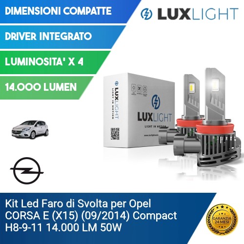 Kit Led Faro di Svolta per Opel CORSA E (X15) (09/2014) Compact H8-9-11 14.000 LM 50W