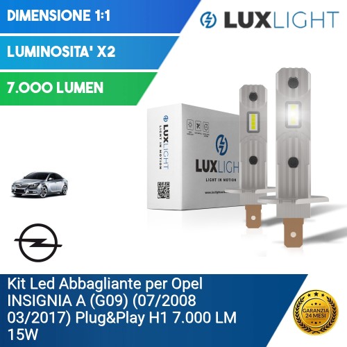 Kit Led Abbagliante per Opel INSIGNIA A (G09) (07/2008 03/2017) Plug&Play H1 7.000 LM 15W