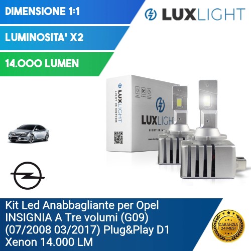 Kit Led Anabbagliante per Opel INSIGNIA A Tre volumi (G09) (07/2008 03/2017) Plug&Play D1 Xenon 14.000 LM