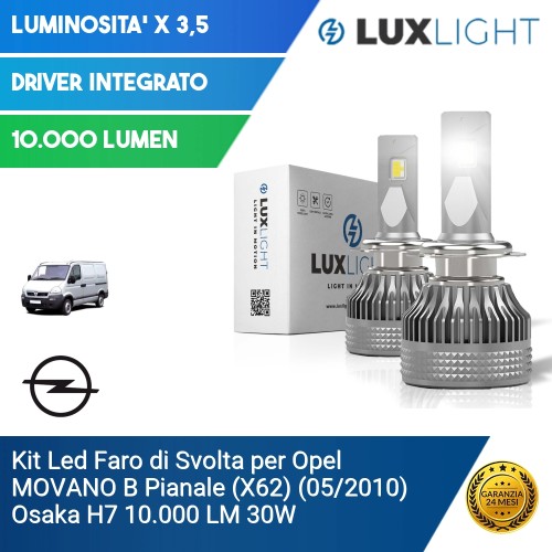 Kit Led Faro di Svolta per Opel MOVANO B Pianale (X62) (05/2010) Osaka H7 10.000 LM 30W