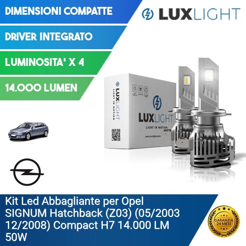 Kit Led Abbagliante per Opel SIGNUM Hatchback (Z03) (05/2003 12/2008) Compact H7 14.000 LM 50W