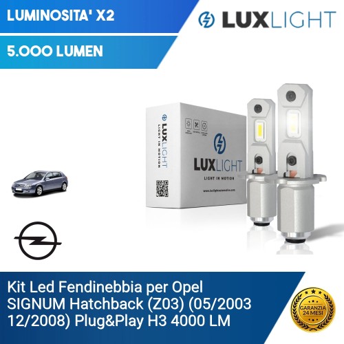 Kit Led Fendinebbia per Opel SIGNUM Hatchback (Z03) (05/2003 12/2008) Plug&Play H3 4000 LM