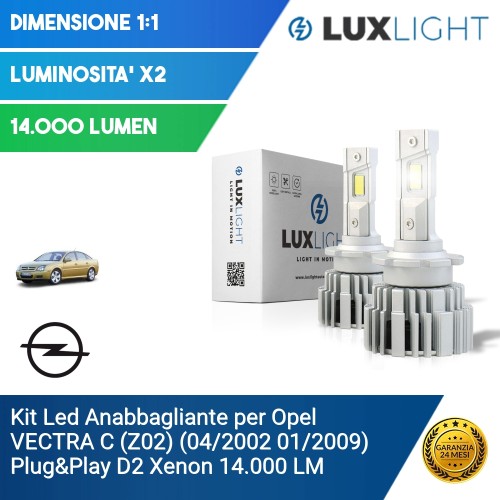 Kit Led Anabbagliante per Opel VECTRA C (Z02) (04/2002 01/2009) Plug&Play D2 Xenon 14.000 LM