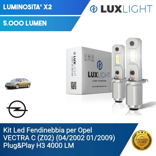 Kit Led Fendinebbia per Opel VECTRA C (Z02) (04/2002 01/2009) Plug&Play H3 4000 LM