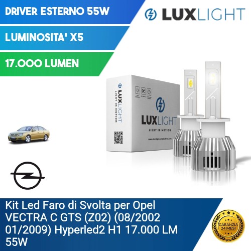 Kit Led Faro di Svolta per Opel VECTRA C GTS (Z02) (08/2002 01/2009) Hyperled2 H1 17.000 LM 55W