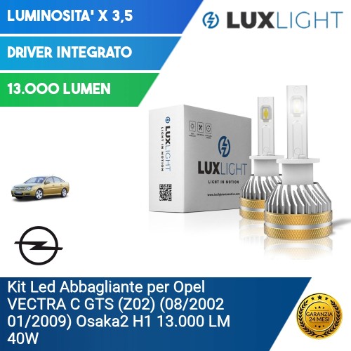 Kit Led Abbagliante per Opel VECTRA C GTS (Z02) (08/2002 01/2009) Osaka2 H1 13.000 LM 40W