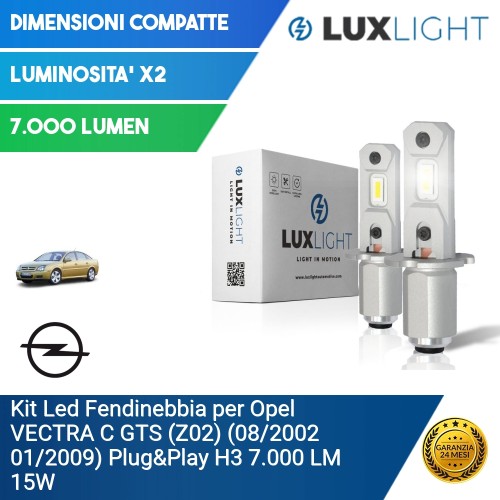 Kit Led Fendinebbia per Opel VECTRA C GTS (Z02) (08/2002 01/2009) Plug&Play H3 7.000 LM 15W