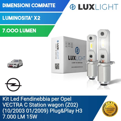 Kit Led Fendinebbia per Opel VECTRA C Station wagon (Z02) (10/2003 01/2009) Plug&Play H3 7.000 LM 15W