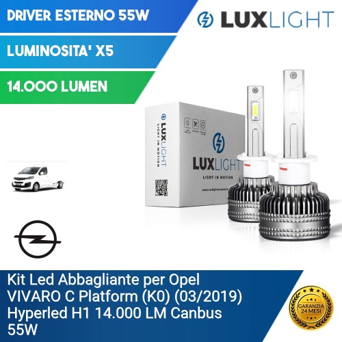 Kit Led Abbagliante per Opel VIVARO C Platform (K0) (03/2019) Hyperled H1 14.000 LM Canbus 55W