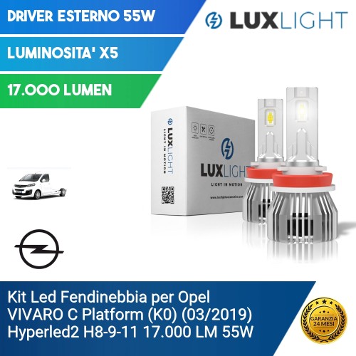 Kit Led Fendinebbia per Opel VIVARO C Platform (K0) (03/2019) Hyperled2 H8-9-11 17.000 LM 55W