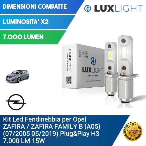 Kit Led Fendinebbia per Opel ZAFIRA / ZAFIRA FAMILY B (A05) (07/2005 05/2019) Plug&Play H3 7.000 LM 15W