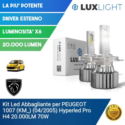 Kit Led Abbagliante per PEUGEOT 1007 (KM_) (04/2005) Hyperled Pro H4 20.000LM 70W