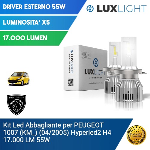 Kit Led Abbagliante per PEUGEOT 1007 (KM_) (04/2005) Hyperled2 H4 17.000 LM 55W