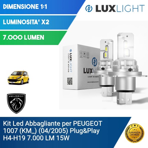 Kit Led Abbagliante per PEUGEOT 1007 (KM_) (04/2005) Plug&Play H4-H19 7.000 LM 15W