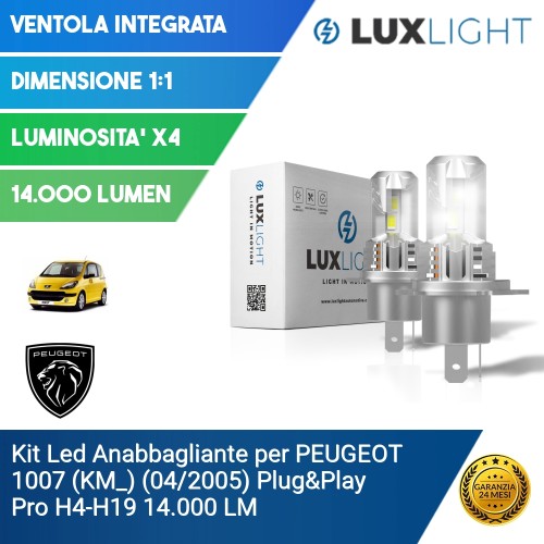 Kit Led Anabbagliante per PEUGEOT 1007 (KM_) (04/2005) Plug&Play Pro H4-H19 14.000 LM