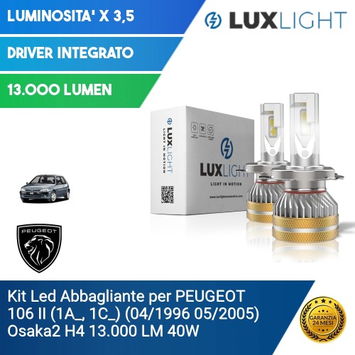 Kit Led Abbagliante per PEUGEOT 106 II (1A_, 1C_) (04/1996 05/2005) Osaka2 H4 13.000 LM 40W