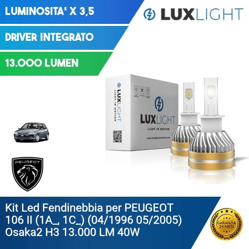 Kit Led Fendinebbia per PEUGEOT 106 II (1A_, 1C_) (04/1996 05/2005) Osaka2 H3 13.000 LM 40W