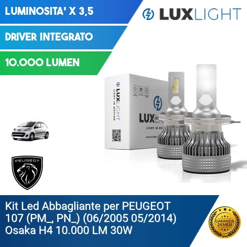 Kit Led Abbagliante per PEUGEOT 107 (PM_, PN_) (06/2005 05/2014) Osaka H4 10.000 LM 30W