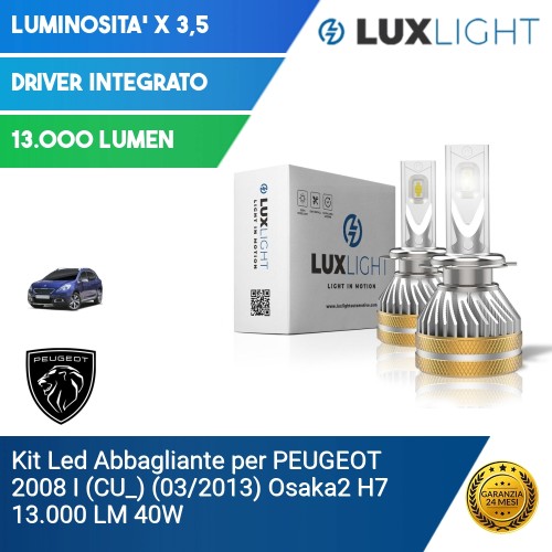 Kit Led Abbagliante per PEUGEOT 2008 I (CU_) (03/2013) Osaka2 H7 13.000 LM 40W