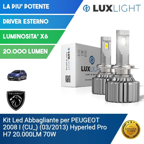 Kit Led Abbagliante per PEUGEOT 2008 I (CU_) (03/2013) Hyperled Pro H7 20.000LM 70W