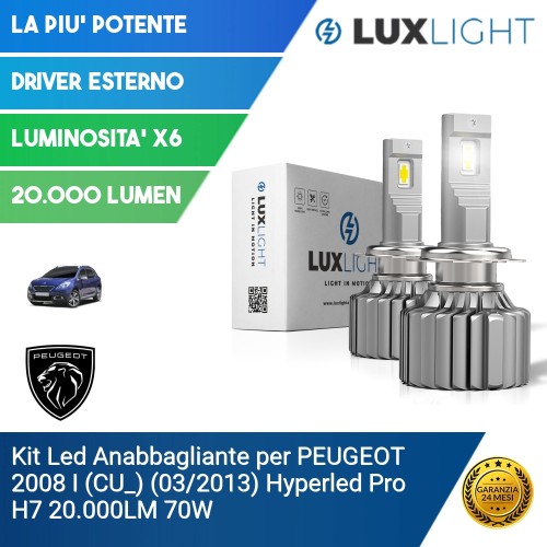 Kit Led Anabbagliante per PEUGEOT 2008 I (CU_) (03/2013) Hyperled Pro H7 20.000LM 70W