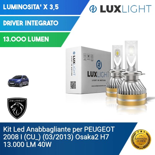 Kit Led Anabbagliante per PEUGEOT 2008 I (CU_) (03/2013) Osaka2 H7 13.000 LM 40W