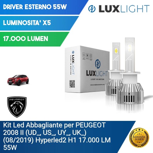 Kit Led Abbagliante per PEUGEOT 2008 II (UD_, US_, UY_, UK_) (08/2019) Hyperled2 H1 17.000 LM 55W