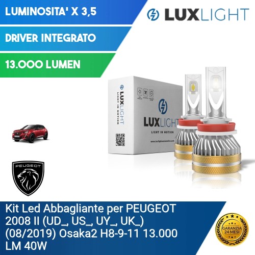 Kit Led Abbagliante per PEUGEOT 2008 II (UD_, US_, UY_, UK_) (08/2019) Osaka2 H8-9-11 13.000 LM 40W