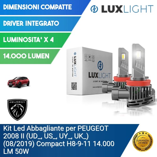 Kit Led Abbagliante per PEUGEOT 2008 II (UD_, US_, UY_, UK_) (08/2019) Compact H8-9-11 14.000 LM 50W