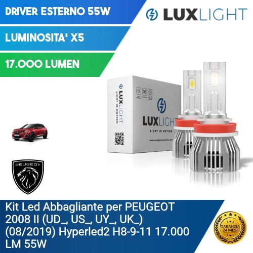 Kit Led Abbagliante per PEUGEOT 2008 II (UD_, US_, UY_, UK_) (08/2019) Hyperled2 H8-9-11 17.000 LM 55W