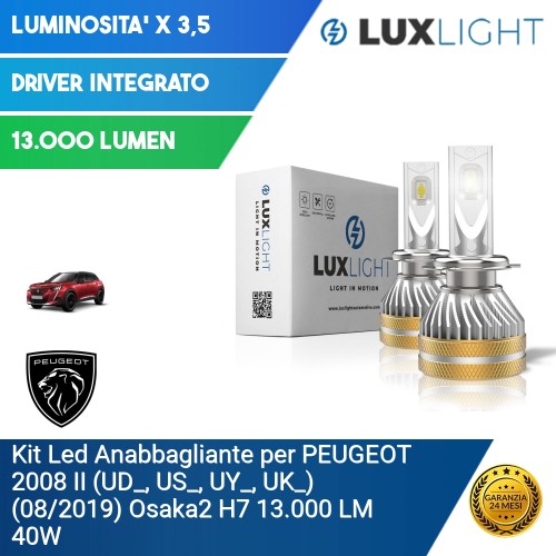 Kit Led Anabbagliante per PEUGEOT 2008 II (UD_, US_, UY_, UK_) (08/2019) Osaka2 H7 13.000 LM 40W