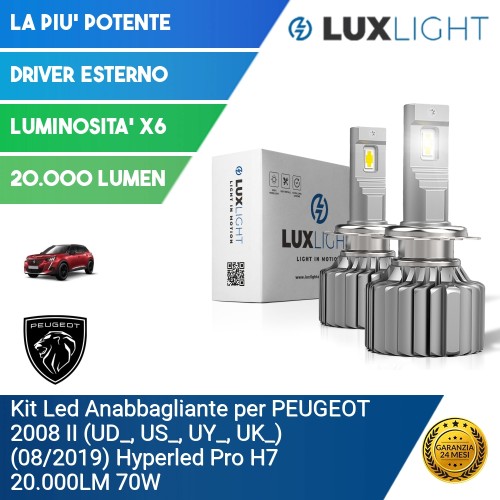 Kit Led Anabbagliante per PEUGEOT 2008 II (UD_, US_, UY_, UK_) (08/2019) Hyperled Pro H7 20.000LM 70W