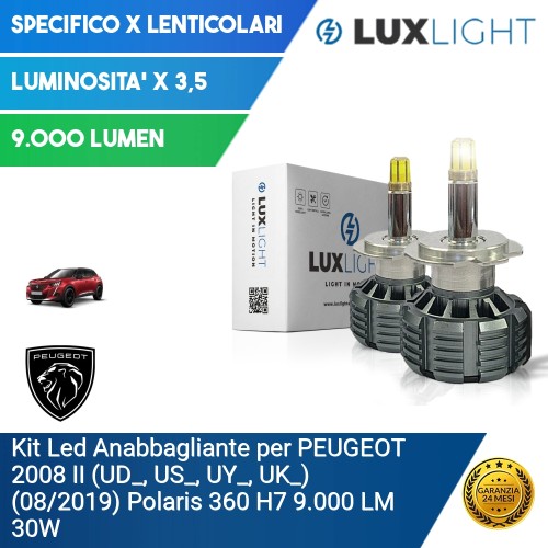 Kit Led Anabbagliante per PEUGEOT 2008 II (UD_, US_, UY_, UK_) (08/2019) Polaris 360 H7 9.000 LM 30W