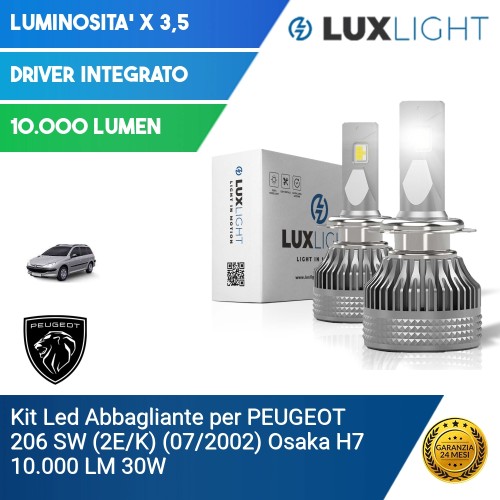 Kit Led Abbagliante per PEUGEOT 206 SW (2E/K) (07/2002) Osaka H7 10.000 LM 30W