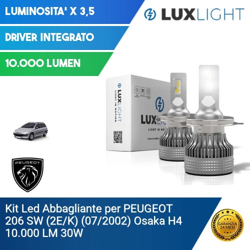 Kit Led Abbagliante per PEUGEOT 206 SW (2E/K) (07/2002) Osaka H4 10.000 LM 30W