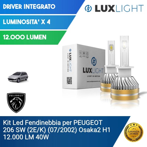 Kit Led Fendinebbia per PEUGEOT 206 SW (2E/K) (07/2002) Osaka2 H1 12.000 LM 40W