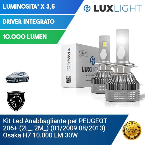 Kit Led Anabbagliante per PEUGEOT 206+ (2L_, 2M_) (01/2009 08/2013) Osaka H7 10.000 LM 30W