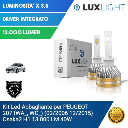 Kit Led Abbagliante per PEUGEOT 207 (WA_, WC_) (02/2006 12/2015) Osaka2 H1 13.000 LM 40W