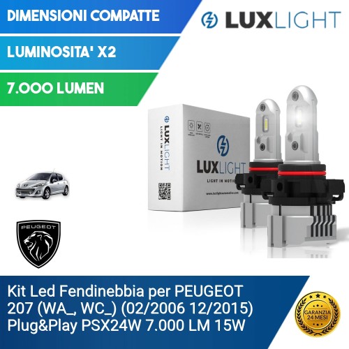 Kit Led Fendinebbia per PEUGEOT 207 (WA_, WC_) (02/2006 12/2015) Plug&Play PSX24W 7.000 LM 15W