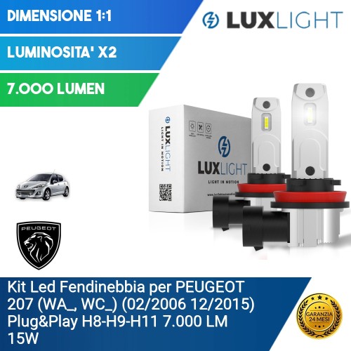 Kit Led Fendinebbia per PEUGEOT 207 (WA_, WC_) (02/2006 12/2015) Plug&Play H8-H9-H11 7.000 LM 15W