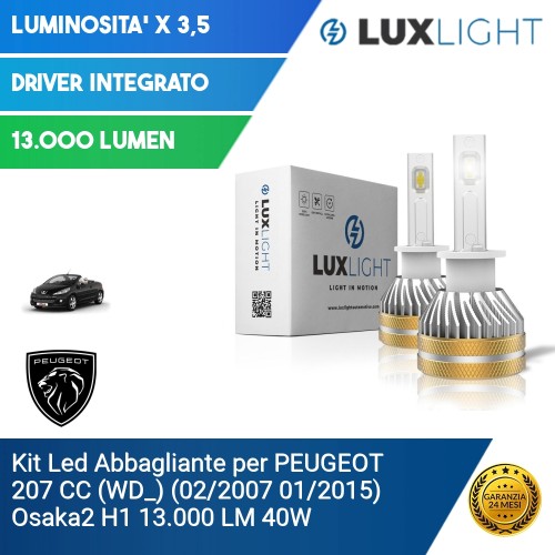 Kit Led Abbagliante per PEUGEOT 207 CC (WD_) (02/2007 01/2015) Osaka2 H1 13.000 LM 40W