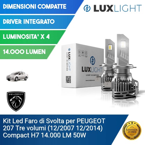 Kit Led Faro di Svolta per PEUGEOT 207 Tre volumi (12/2007 12/2014) Compact H7 14.000 LM 50W