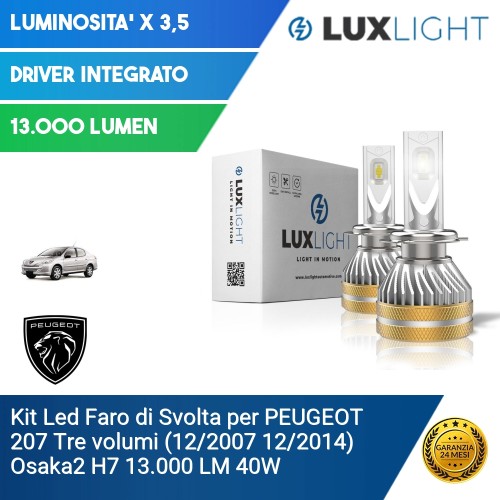 Kit Led Faro di Svolta per PEUGEOT 207 Tre volumi (12/2007 12/2014) Osaka2 H7 13.000 LM 40W